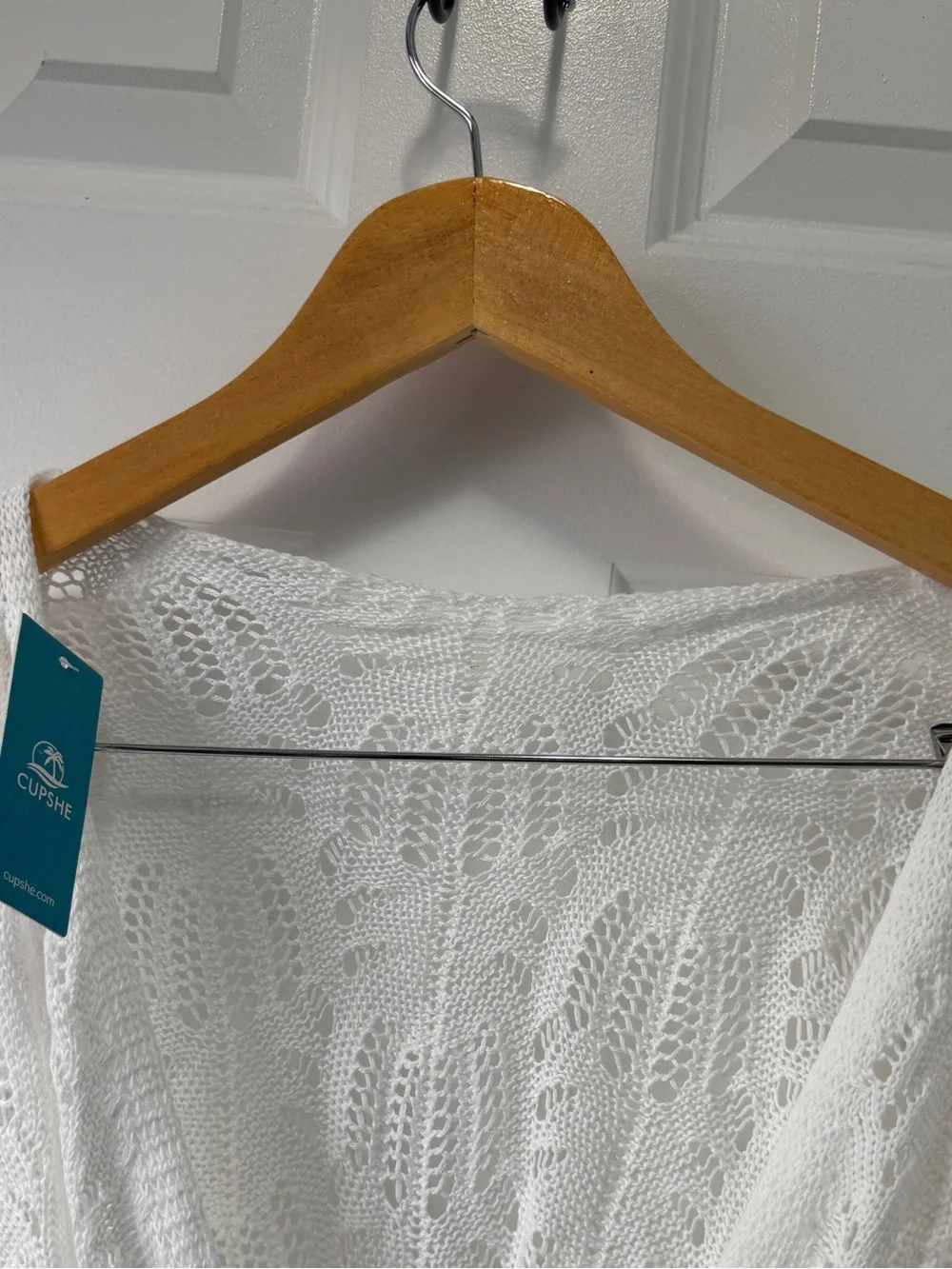 NWT CUPSHE White Crochet type wrap sweater Size Large - Picture 7 of 10